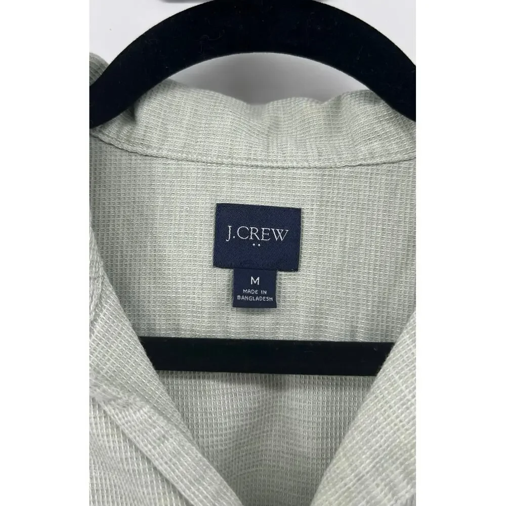 J.crew Men's Short Sleeve Gauze Camp Shirt Size M Button Down Green Gray
